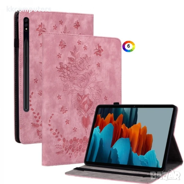 Samsung Galaxy Tab S9+ SM-X816 Butterfly Rose Кожен Калъф и Протектор, снимка 1