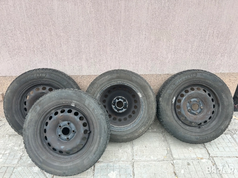 Железни джанти 5x112 със зимни гуми 195/65/15 Michelin, снимка 1