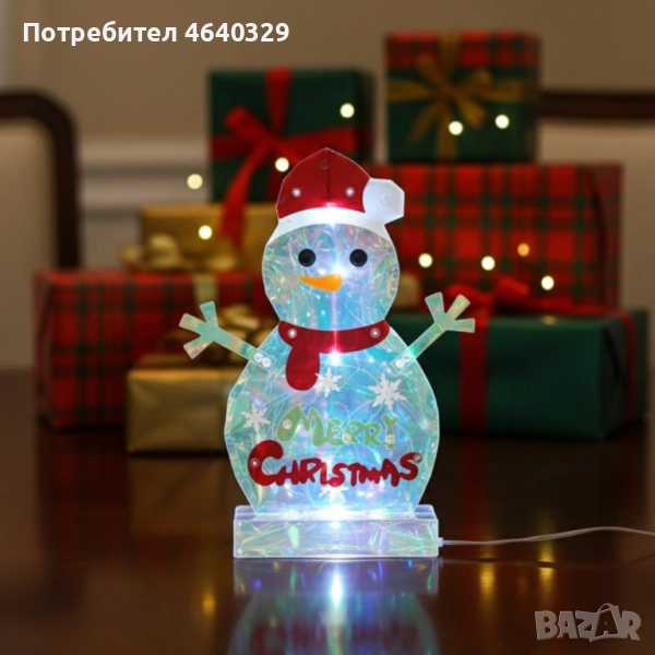 LED светещ снежен човек Merry Christmas , снимка 1