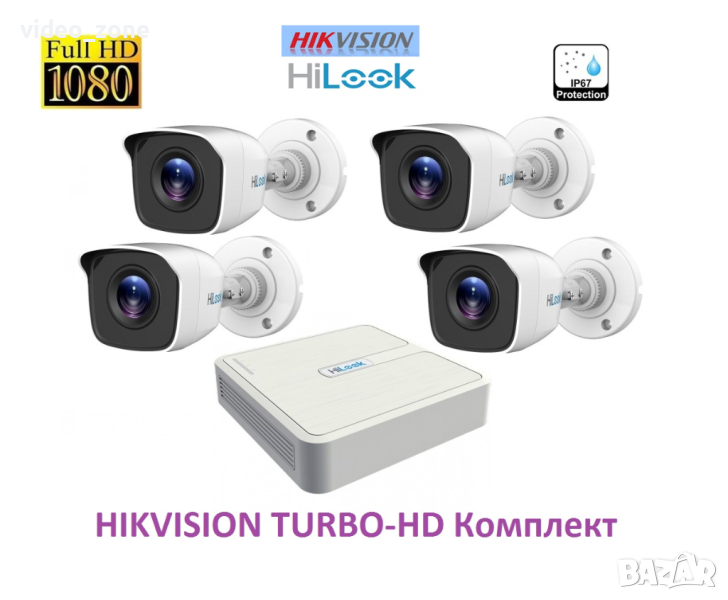 HIKVISION TURBO-HD Комплект за видеонаблюдение с 4 bullet камери и 4 канален DVR, снимка 1