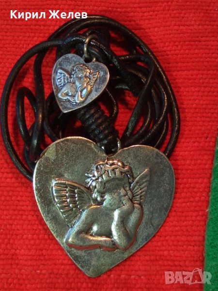 ПОСРЕБРЕН БЕЛ ЕПОК ВИНТИДЖ СЪРЦЕВИДЕН АРТ МЕДАЛЬОН с АМУРЧЕ 34635 , снимка 1