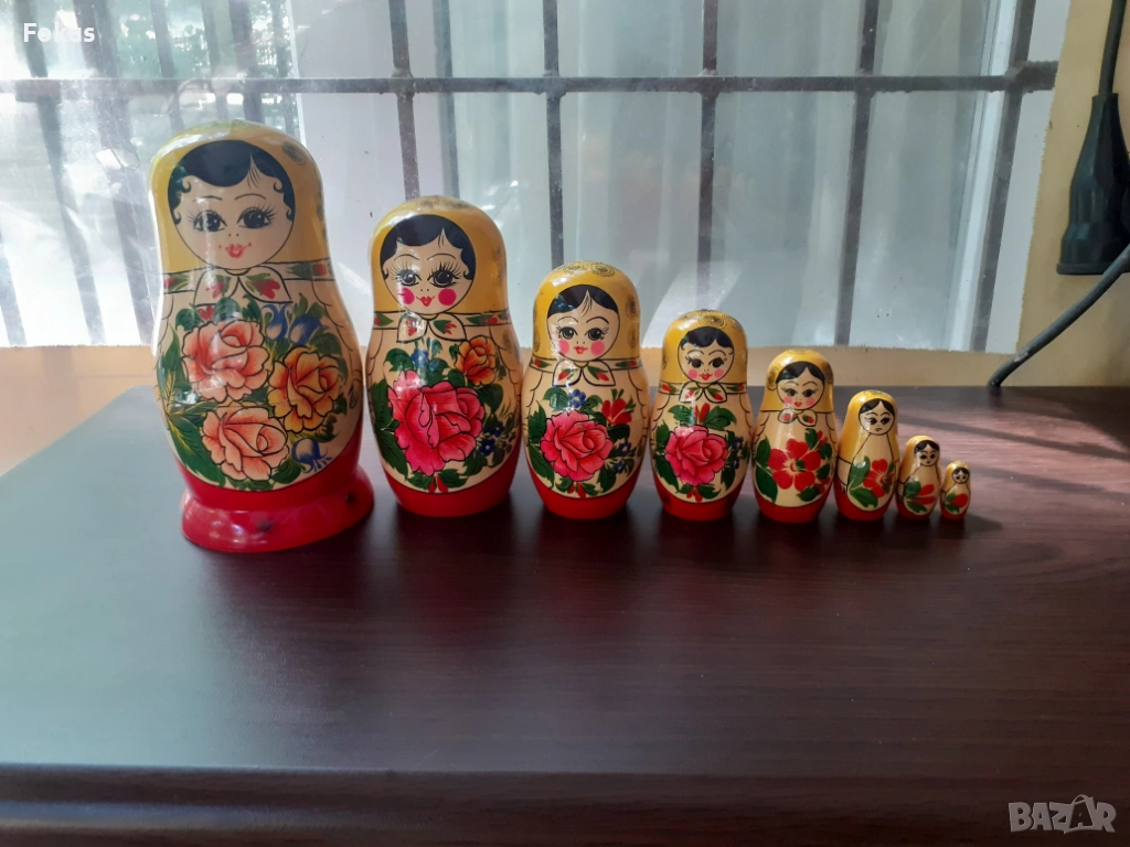 Прекрасна стара руска кукла матрьошка 8 в 1 с етикет, снимка 1