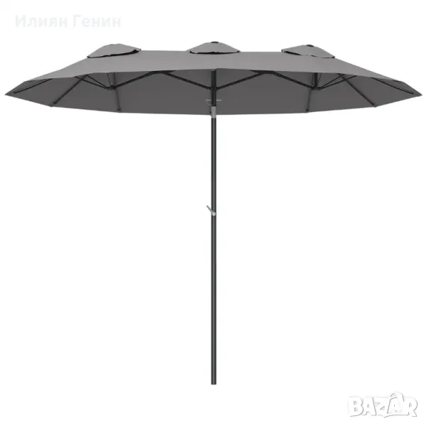 Градински чадър Outsunny, накланящ се, с ръчна манивела, ветроустойчив покрив, полиестер+стомана, снимка 1