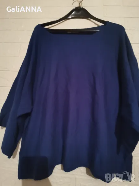 СТРАХОТНА БЛУЗА ПЛЕТИВО В СИНЬО 2XL, снимка 1
