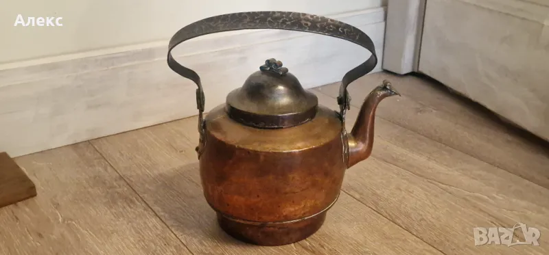 Античен, голям, кован, меден чайник– 3.2л, снимка 1