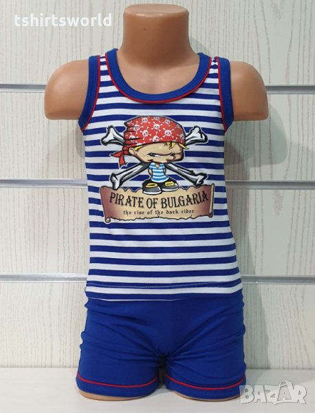 Ново детско моряшко комплектче с трансферен печат Пират, 12-18 месеца, снимка 1