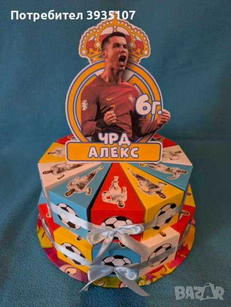Картонена торта Роналдо, комплект балони, снимка 1