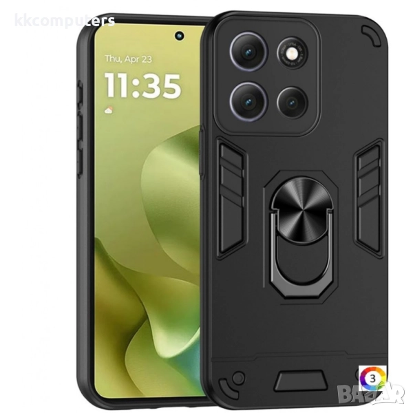 Калъф за Motorola Moto G86 5G / Power 5G , Въртящ се Стенд - Черен, [Тъмносин/Зелен] | Anti-Drop PC+, снимка 1