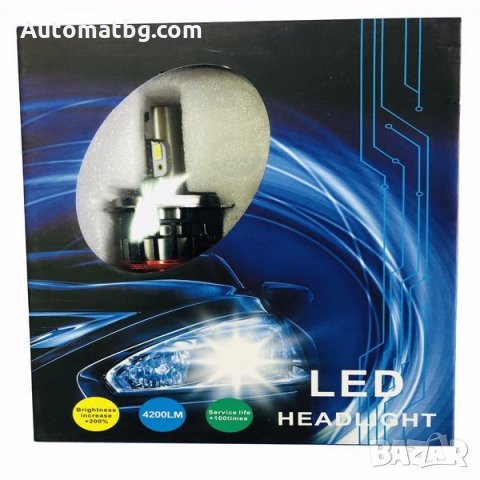 Комплект LED диодни крушки Automat, H4, 36W, 6000К, 4200Lm, +200% по-ярка светлина, снимка 5 - Аксесоари и консумативи - 35979232