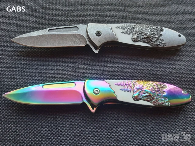 Джобен сгъваем нож с гравирана дръжка мечка,2958