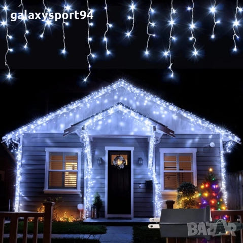 LED Топло бяла Светеща завеса 50метра х 60см с Флаш Ефект тип Висулка, снимка 4 - Лед осветление - 51645622