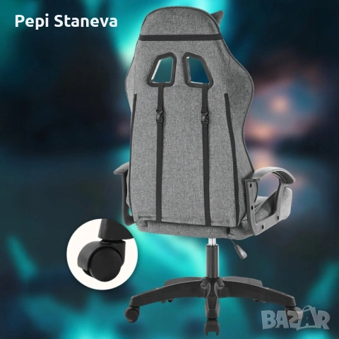 Ергономичен геймърски офис стол с лумбална и шийна опора – комфорт за игра и работа без умора, снимка 6 - Столове - 53068725