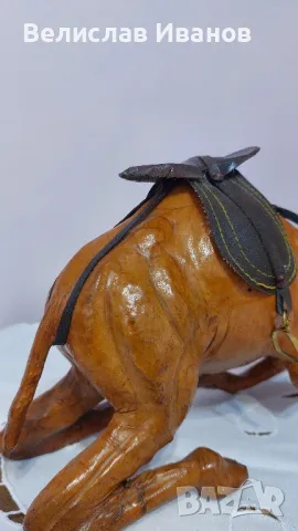 Винтидж колекционерска статуетка папие маше камила изработена с кожа., снимка 6 - Статуетки - 49433336