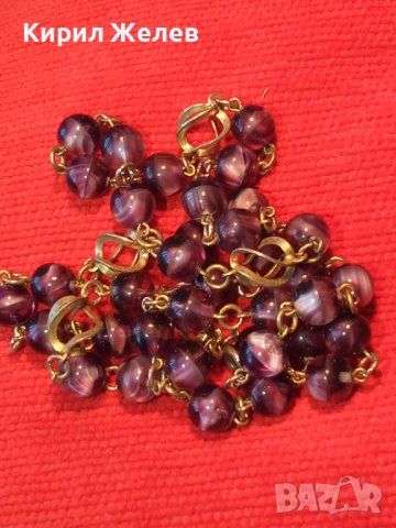 СТАРО АР НУВО РЕТРО КОЛИЕ ОГЪРЛИЦА ВЕНЕЦИАНСКО СТЪКЛО МУРАНО и ПОЗЛАТЕН БРОНЗ РЪЧНА ИЗРАБОТКА 37661, снимка 3 - Антикварни и старинни предмети - 41838532