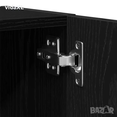 vidaXL Шкаф за баня, черно и дъб, 32x25,5x190 см, инженерно дърво, снимка 10 - Шкафове - 56148374