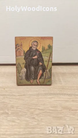 Дървена икона Свети Перегрин (Заккрилник и лечител) – Ръчна изработка, снимка 11 - Икони - 56112876