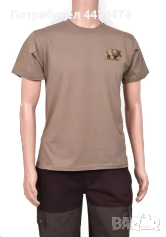 Мъжка ловна тениска с бродерия - 100% памук, снимка 2 - Екипировка - 50253304