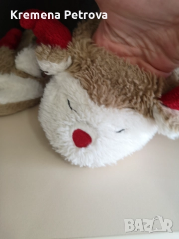 Пухкави коледни пантофи с мотив на еленче,червен нос, номер 26-27 унисекс, снимка 2 - Детски пантофи - 52646155