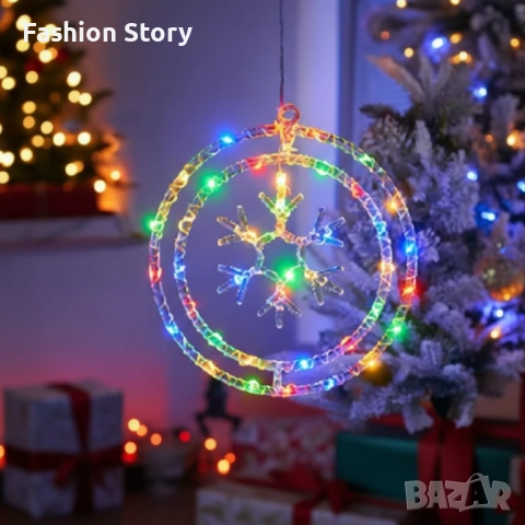 Въртяща се LED Коледна Декорация – Магически светлинен ринг за празничен уют, снимка 4 - Декорация за дома - 52553238