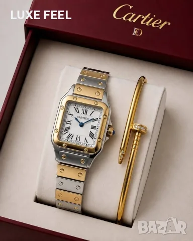 Cartier ⚜️Часовник + Гривна ⚜️, снимка 2 - Дамски - 55709540