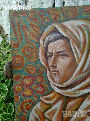 Момиче с ябълки,картина,проф.Стоян Домусчиев , снимка 6 - Картини - 38727395