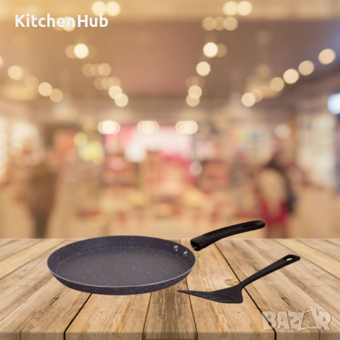 Тиган за палачинки с шпатула Oliver Voltz, 24/26 см., Мраморно покритие, Индукция, снимка 4 - Съдове за готвене - 52381729