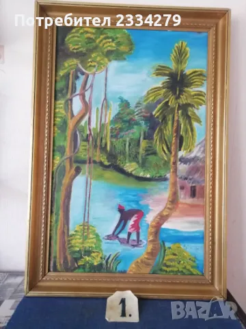 Стари картини, рисувани на платно с автографи , снимка 12 - Антикварни и старинни предмети - 49244519