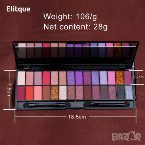 Палитра сенки за очи с 28 нюанса, 2 четки за гримиране и огледалце, снимка 3 - Други - 52832056