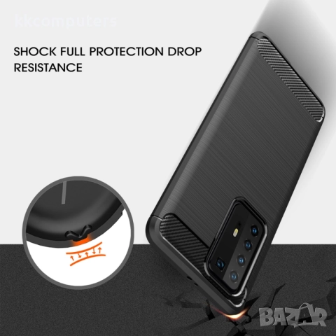 Huawei P40 Pro Удароустойчив Carbon Fiber Калъф и Протектор, снимка 9 - Резервни части за телефони - 51860686