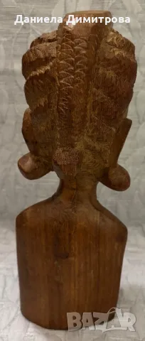 Бюст на африканска жена от дърво масив, снимка 2 - Статуетки - 50408724