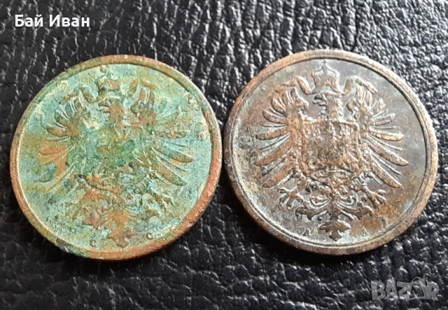 Стара монета 2 пфенига 1874 г. буква С и 1876 буква А- Германия- бронз , рядки, снимка 9 - Нумизматика и бонистика - 51140679