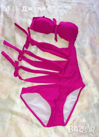 Ефектен розов бански с подплънки 🩷, снимка 7 - Бански костюми - 49751112