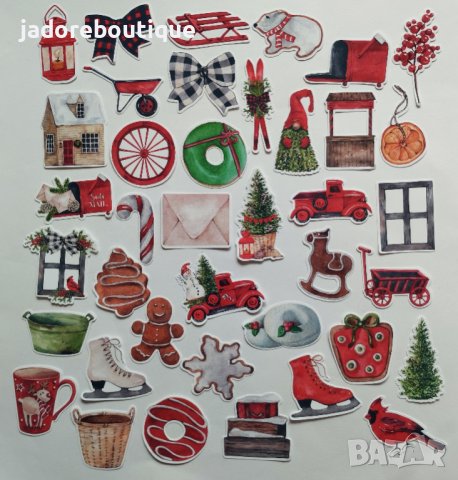Дизайнерски скрапбук стикери Весела Коледа 39 бр - V100, снимка 2 - Други - 42480200