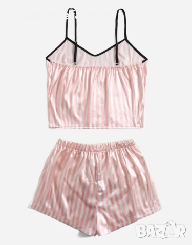 Луксозна сатенена пижама в розов, снимка 2 - Нощници - 44829263