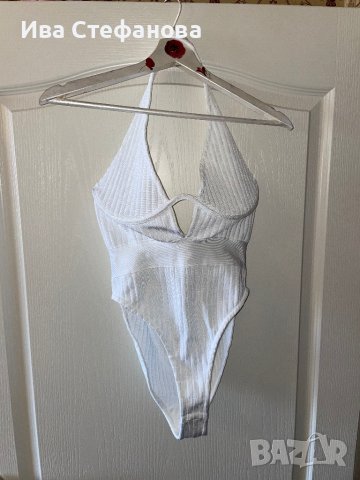 Ново с етикет хигиена лепенка луксозно парти елегантно официално бяло бандажно боди , снимка 6 - Бански костюми - 41773251