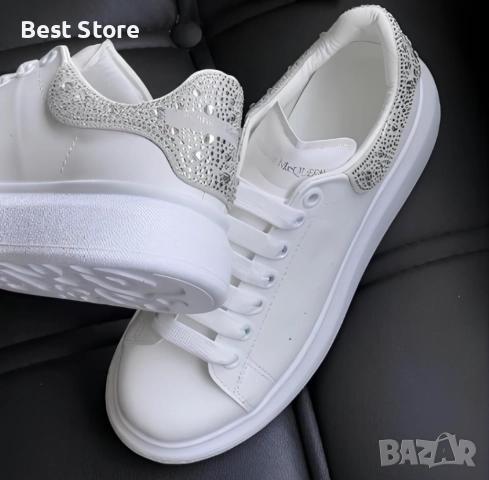 Дамски Сникърси Alexander McQueen - Цвят Бяло с Камъчета 36-40 Номер 