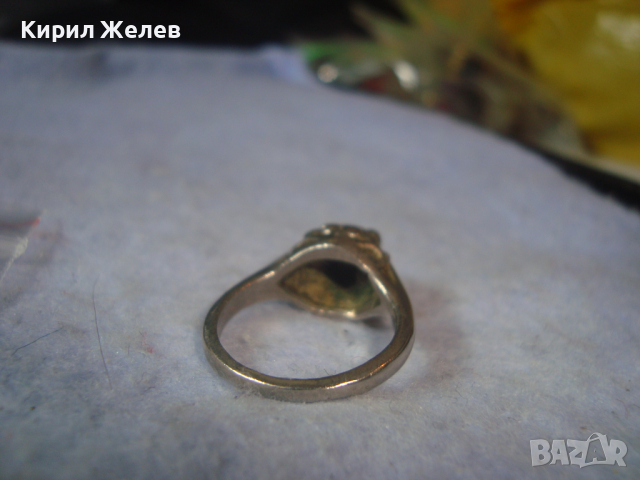 АРТ ДЕКО ПОСРЕБРЕН КРАСИВ ПРЪСТЕН с КАМЪК СИНЬО КОТЕШКО ОКО 20330, снимка 7 - Пръстени - 36418026