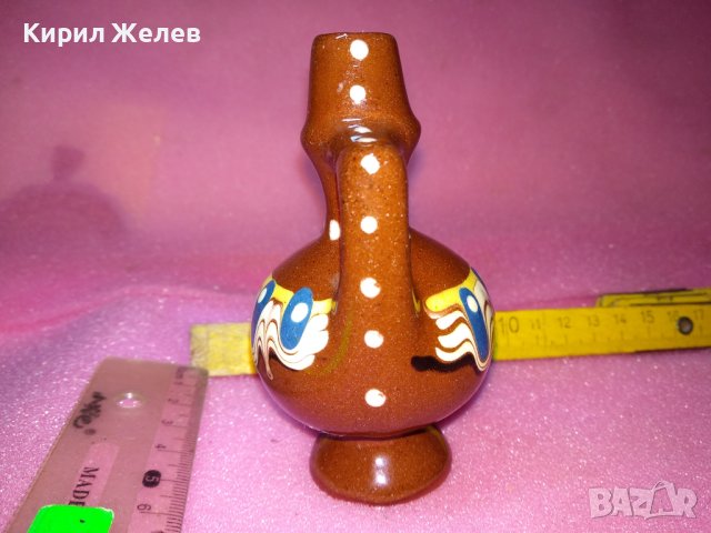 КЕРАМИЧНО БЪРДУЧЕ СВИРКА РЪЧНА МАЙСТОРСКА ИЗРАБОТКА ТРАДИЦИОНЕН ЕТНО СУВЕНИР ГЛЕДЖОСАНА ГЛИНА 42932, снимка 4 - Декорация за дома - 44297563