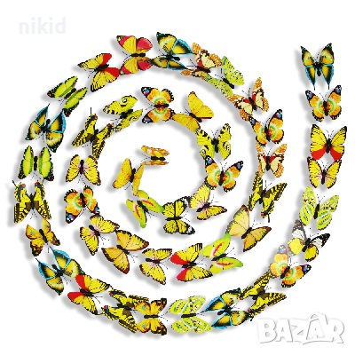 12 микс малки цветни едноцветни пеперуди pvc за украса декорация, снимка 7 - Други - 33551041