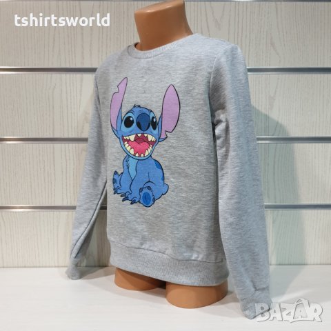 Нова детска ватирана блуза с дълъг ръкав Стич (Stitch) в сив цвят, снимка 3 - Детски Блузи и туники - 38996133