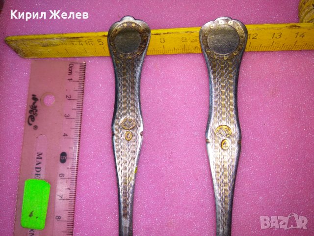 19 Век ОСМАНСКА ИМПЕРИЯ 2 ГОЛЕМИ СРЕБЪРНИ ЛЪЖИЦИ СРЕБРО 800 МАЙСТОРСКИ с ТУГРА ЩЕМПЕЛ и НИШАН 43166, снимка 10 - Антикварни и старинни предмети - 44377128