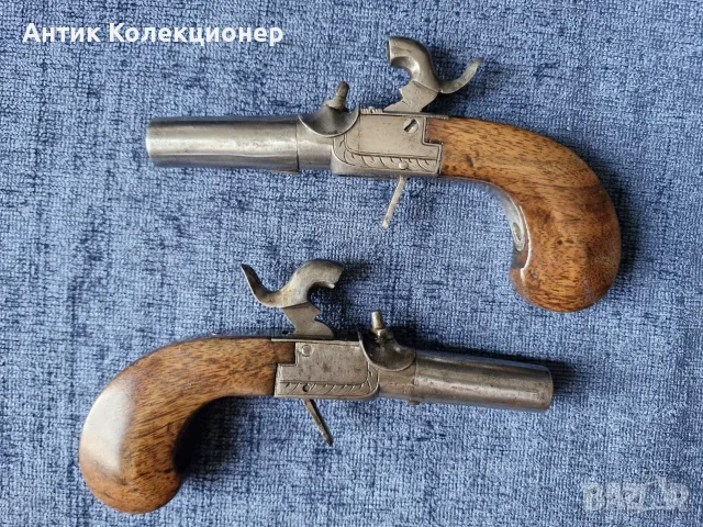 Комплект чифт капсулни джобни пистолети, около 1840–1850 г., снимка 3 - Антикварни и старинни предмети - 55730213