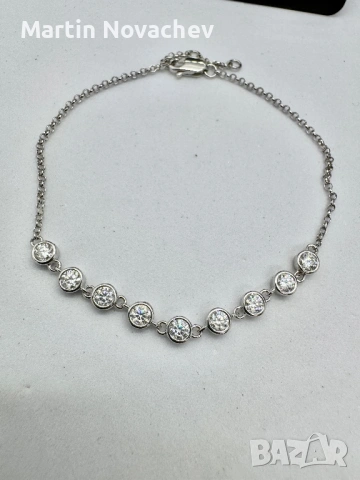 Сребърна гривна с мойсанит (Диамант) 0.9 карата, снимка 4 - Гривни - 53664048