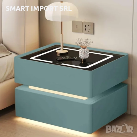 Интелигентно нощно шкафче Smart Heater LED, с безжично зареждане, зелен