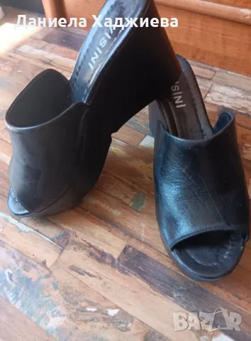 Дамски черни чехли естествена кожа 39 номер