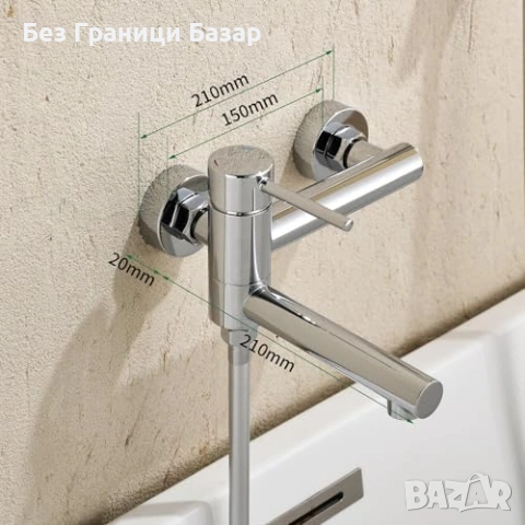 Нов Смесител за баня вана/душ въртящ чучур аератор хром месинг кран, снимка 6 - Други стоки за дома - 53738702