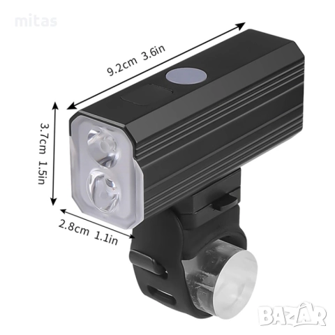 Предна LED светлина за велосипед, USB-TYPE-C, 800LM, 2600mAh, Алуминий, снимка 9 - Аксесоари за велосипеди - 52325690