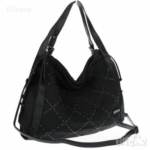 Велурена дамска чанта с декоративни ленти и метални капси – елегантен бохо дизайн, снимка 3 - Чанти - 52455615