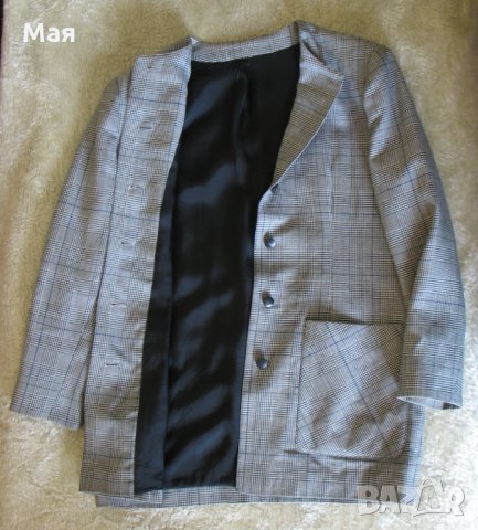 Карирано сако 48 размер - класическа удължена кройка, снимка 2 - Сака - 34613318