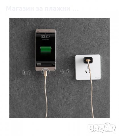 САМОЗАЛЕПВАЩА ПОСТАВКА ЗА ЩЕПСЕЛ, ПРОЗРАЧНА - код 1960, снимка 4 - Ключове, контакти, щепсели - 34235911